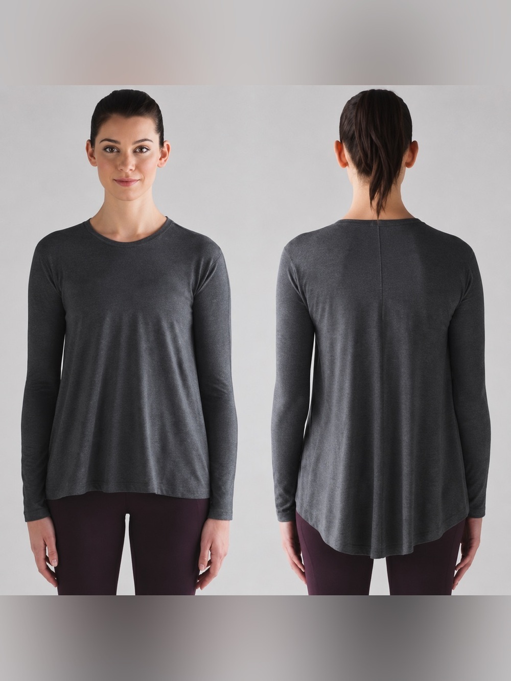Lululemon Acadia Long Sleeve Top Heathered Pitch Grey Pima Cotton W3AJNS Shirt